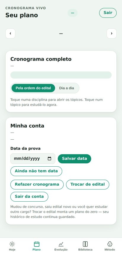 Cronograma dia a dia com o assunto de cada data